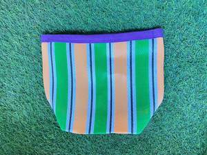 Nylon <b>Recycled</b> Eco-Friendly Reusable Zipper Cosmetic Toiletry Pouches Custom Striped Travel Beach <b>Tote</b> <b>Bag</b> Logo Label - Product Image 2