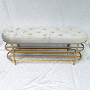 KG68037 Upholstered <b>Cushion</b> Waiting <b>Bench</b> with Shoe Rack 120x35x45cm - Product Image 4