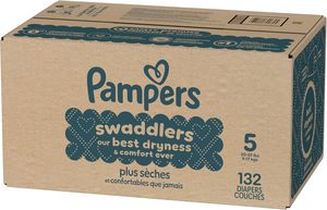 Couches Pampers Swaddlers, taille 5 (20-37 lbs), 132 unités, absorbantes, gardent bébé au sec et confortable, sûres pour la peau, couches jetables pour bébé - Product Image 2