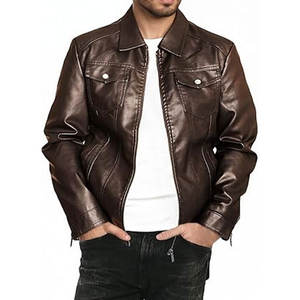 Veste en cuir PU de haute qualité hommes usine directe grande taille fermeture éclair support imperméable à la mode Vintage avant Logo-pour l'hiver - Product Image 2