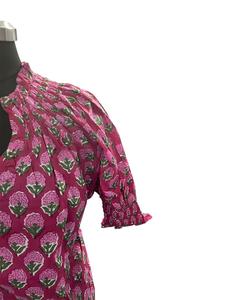 100% coton tricoté décontracté femmes Blouse HD imprimé rose fleuri traditionnel indien artisanat doux débardeurs - Product Image 5