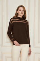 Pull col roulé marron pour femme, manches longues, tricoté, couleur unie, élégant, pour l'automne, anti-boulochage