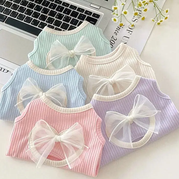 Newest Spring Summer Cute Bowknot Pet Dog Vest Clothes
