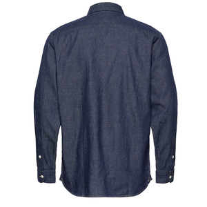 Chemise en jean à boutons couverts, respirante, à manches longues, couleur unie, teinte unie, durable, confortable, chemise en jean décontractée, OEM - Product Image 4