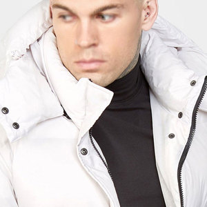 Top Selling <b>Men's</b> Canvas Stand Collar Front Logo Long Sleeve <b>Filled</b> Eco-Friendly 300g Puffer <b>Jackets</b> Windproof Casual Winter - Product Image 5