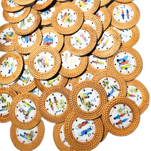 Ensemble de sous-verres classiques faits à la main en rotin osier jacinthe d'eau motif fleur de bambou pour mariages spécial - Product Image 6