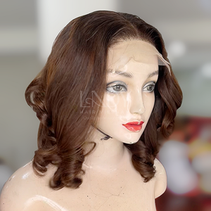 Venta al por mayor 100% pelo crudo sin procesar pelo humano hinchable Color marrón peluca - Product Image 4