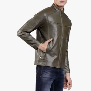 Veste en cuir à la mode pour hommes avec col montant couleur personnalisée High Street article frais teint en état neuf pour l'hiver - Product Image 5