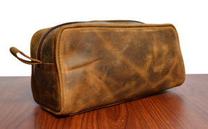 Bolso de cuero ecológico marrón Vintage para neceser, con cierre de cremallera, logotipo personalizado, kit Dopp, bolsa de maquillaje cosmético de moda - Product Image 2