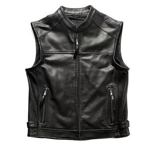 Men Leather <b>Vest</b> Retro <b>Slim</b> Fit Classic Vintage Motorcycle Sleeveless Outerwear Stylish Casual Streetwear Clothing - Product Image 1