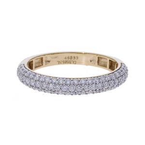แหวนเพชรธรรมชาติชุบโรเดียมสีเหลืองทอง14K ปูสามแถวสไตล์คลาสสิกสง่างามของผู้หญิง - Product Image 1