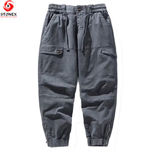 Pantalones Cargo Casuales de Lona para Hombre, Cintura Media, Transpirables, Ligeros, 100% Algodón, Lavado con Blanqueador, Precio Bajo - Product Image 1