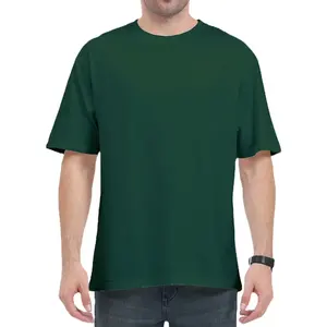 T-shirt 100% coton pour hommes, vêtements de sport Hip Hop à prix réduit avec logo brodé personnalisable, coupe longue et surdimensionnée, tissu doux - Product Image 1