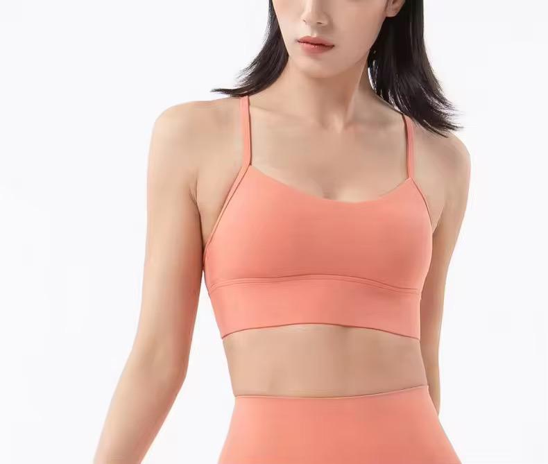 Sports Bra U Neck Breathable Thin Halter Button Gym Athletic Fitness Clothing Yoga Tops with Fixed Chest Pad