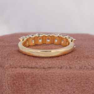 14K สายคาดแต่งงานสีทองสีเหลืองครึ่งนิรันดร์สำหรับผู้หญิงเบาะรองนั่งของเหมืองเก่าตัดห้องปฏิบัติการปลูก VS1หินเจ็ดชิ้นชุดง่ามสง่างามครึ่ง - Product Image 6