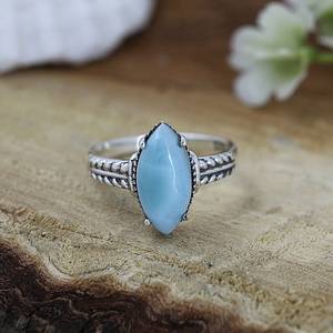 แหวนแฟชั่น925อัญมณีแกะสลักรูปทรงเรียบรูปลาริมธรรมชาติแหวนพลอยชั้นดีสำหรับใส่ในงานปาร์ตี้ - Product Image 1