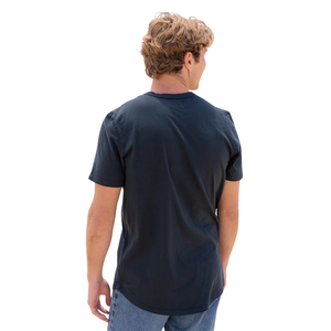 <b>Men</b> Navy Blue Luxury Organic Cotton Short Sleeve Henley <b>Curved</b> <b>Hem</b> <b>T</b> <b>Shirt</b> Pre Shrunk GOTS Certified Premium Breathable Fit Tee - Product Image 4