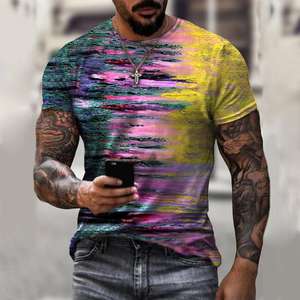 Camiseta informal de manga corta para hombre de verano caliente Top de impresión 3D de moda callejera con nuevo cuello que combina con todo Venta caliente - Product Image 2