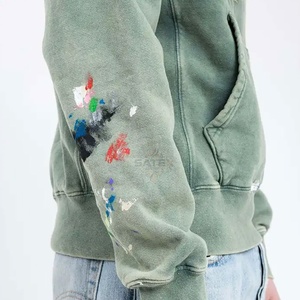 Sweat à capuche unisexe en molleton lourd délavé à l'acide, polyester/coton, broderie personnalisée, délavé à la pierre, hiver, OEM - Product Image 4