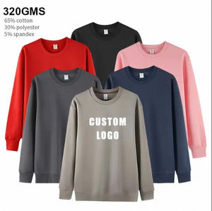 320g Polyester Coton Couleur Unie Col Rond Pull Pull À Manches Longues Personnalisé Hommes Hoodies Sweats de haute qualité - Product Image 5