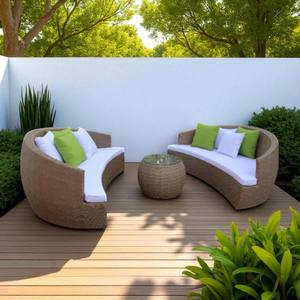 Ensemble de meubles en faux osier PRSF-003 en poly rotin grand patio extérieur sièges de loisirs en forme de lune pour salon Villa atelier - Product Image 6