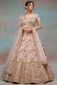 RESHAM BORDADO EN BLUSA DE NOVIA, LEHENGA Y DUPATTA CON CUENTAS DE CRISTAL EMBELLEZADAS, PIEDRA, TRABAJO DE DABKA PARA BODA @ 2024 - Product Image 2