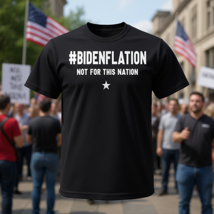 T-shirt Bidenflation Not For This Nation, maglietta nera da uomo con messaggio politico - Product Image 3