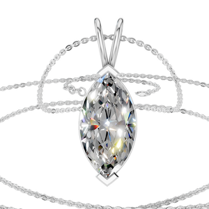 Pendentif en diamant marquise en moissanite plaqué or 14 carats en or massif Collier pour femme Bijoux de fiançailles et de mariage - Product Image 1