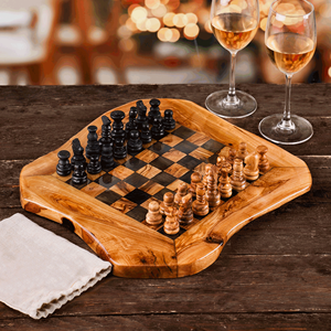 Glossy Handmade Olive <b>Wood</b> <b>Chess</b> Set <b>Board</b>-Complete with Artisan-Crafted Wooden <b>Chess</b> Set ArtisRaw CG010 - Product Image 3