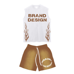 Custom Logo Print Tees <b>T</b> <b>Shirt</b> Tracksuit Embroidery High Street Trendy Cotton Short <b>Sleeveless</b> Tshirt and Short Sets <b>for</b> <b>Men</b> - Product Image 3