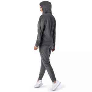 Survêtements respirants de haute qualité pour femmes couleur grise fermeture éclair sweat à capuche vêtements d'entraînement jogging survêtements pour femmes - Product Image 2