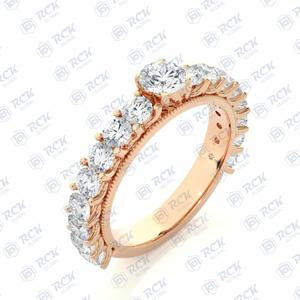 0,90 TCW redondo brillante corte solitario acentos Moissanite anillo mujer aniversario y regalo de cumpleaños banda para amor - Product Image 2