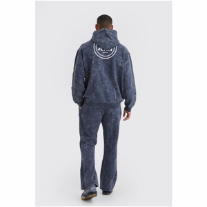 Chándal con capucha de algodón 100% de gran tamaño para hombre, ropa de invierno de estilo vintage con detalle de costura cuadrada, técnicas bordadas con cuentas - Product Image 3