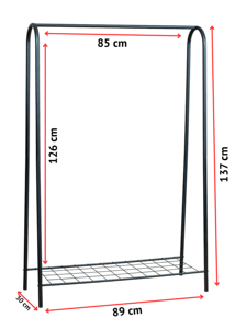 Modern Metal Double Tier Freestanding Garment <b>Rack</b> with Wire <b>Shelf</b> and Multifunction Design for Bedroom Entryway Clothes Storage - Product Image 4