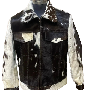 Veste en cuir de vache 100% faite à la main, écologique, devant uni teint, col montant, toile décontractée, manteau d'hiver, fermeture éclair, pour homme - Product Image 1