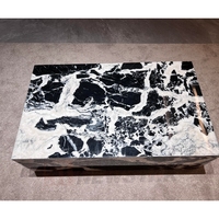 Table basse ronde moderne en marbre Calacatta noir, œuvre d'art unique faite à la main, nouveau modèle