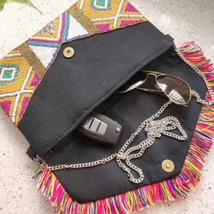 Bolso de estilo bohemio hecho a mano con bordado de cuentas de nuevo diseño para fiesta y Noche de mujer - Product Image 3