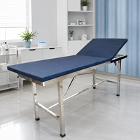 Table d'examen médical réglable en acier inoxydable, table de traitement portable, table de massage pour hôpital et clinique