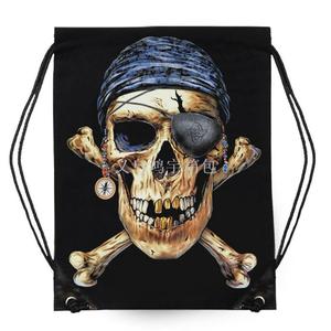 กระเป๋าผ้าฝ้ายพิมพ์ลายหัวกระโหลก กระเป๋าหูรูดแบบพกพา - Product Image 1