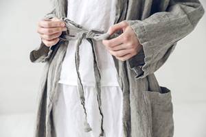 ชุดคลุมนอนผ้าลินินทำมือสำหรับผู้หญิงใส่สบายชุดคลุมนอนชุดคลุมอาบน้ำผ้าลินินชุดคลุมอาบน้ำชุดฤดูหนาวสำหรับผู้หญิง - Product Image 4