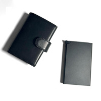 [Top classement] Castello Top qualité en cuir PU aluminium porte-cartes Pop Up portefeuille porte-carte de crédit à dégagement rapide noir