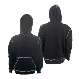 เสื้อฮู้ดผู้ชายแบบสวมหัวมีฮู้ดลำลองเย็บหน้าจอพิมพ์ลายกลับด้านได้ - Product Image 1