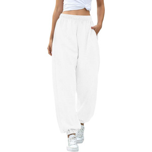 Pantalons de jogging pour femmes à taille haute, amples, décontractés, à jambes larges, avec cordon de serrage, élastiques, pantalons de sport - Product Image 3