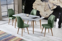 Ensemble table et chaises extensible 4 places en aggloméré, forme rectangulaire, montage facile, style européen moderne et luxueux pour salle à manger