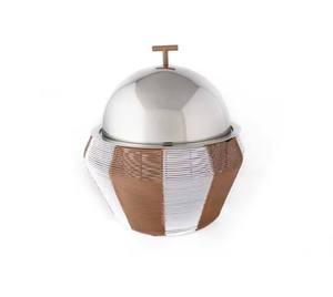 Luxury Geometric Chafing Dish with Dome Lid and Copper Accents Premium Quality for Catering and Banquets - Product Image 1