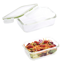 Recipiente Hermético de Cristal Rectangular 1200 ml. 20.4 x 15.4 x 7 (alto) cm.