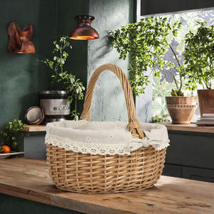 Cesta de Picnic Moderna, Ecológica, Tejida a Mano con Ratán Natural, con Nuevo Diseño para Uso en Exteriores, Almacenamiento de Alimentos, Hecha en Vietnam - Product Image 1