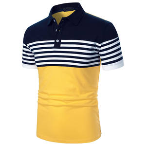 Streetwear décontracté respirant avec logo personnalisé, polos à rayures en polyester 100% pour hommes, polos de golf à manches courtes - Product Image 2