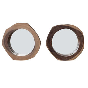 Miroir mural rond personnalisable en verre de la meilleure qualité avec cadre en bois pour la décoration intérieure, la salle de bain et les hôtels, de différentes tailles de couleurs - Product Image 2