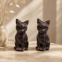 Doğal Kristal Kedi Figürü El Yapımı Cilalı Değerli Taş Kedi Heykeli Oturma Odası Ofis Dekoru ve Koleksiyoncular İçin